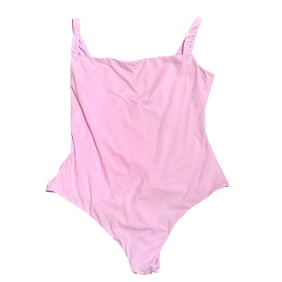 Skims Size‎ S Fits Everybody Square Neck Bodysuit Pastel Purple Stretchy Basic - Picture 2 of 8